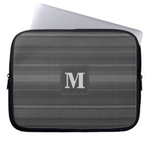 Funda Para Portátil Bandas de carbón vegetal monogramo
