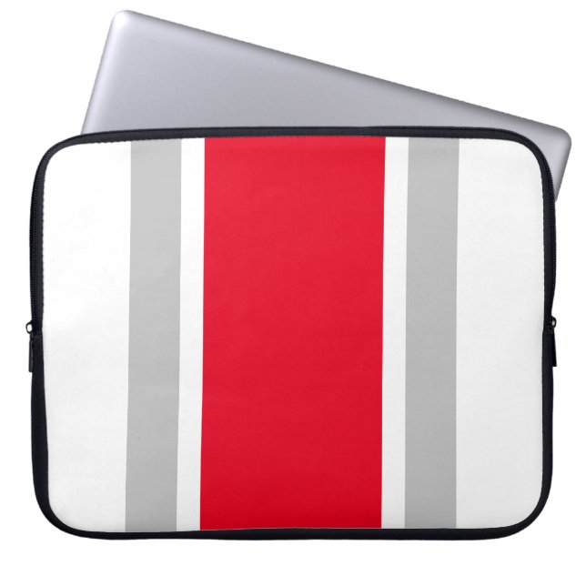 Funda Para Portátil Bandas de Carreras blanca gris claro y brillante (Frente)