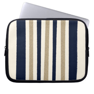Funda Para Portátil Bandas de la Marina / Beige / Papel blanco