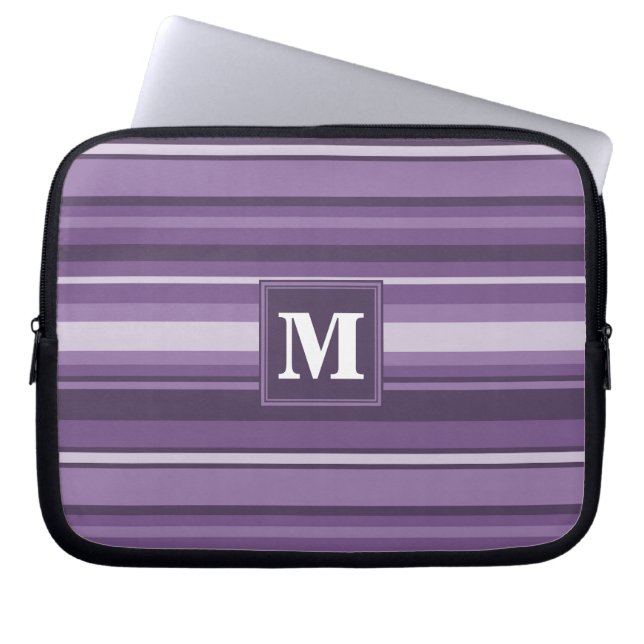 Funda Para Portátil Bandas de lavanda monogramo (Frente)