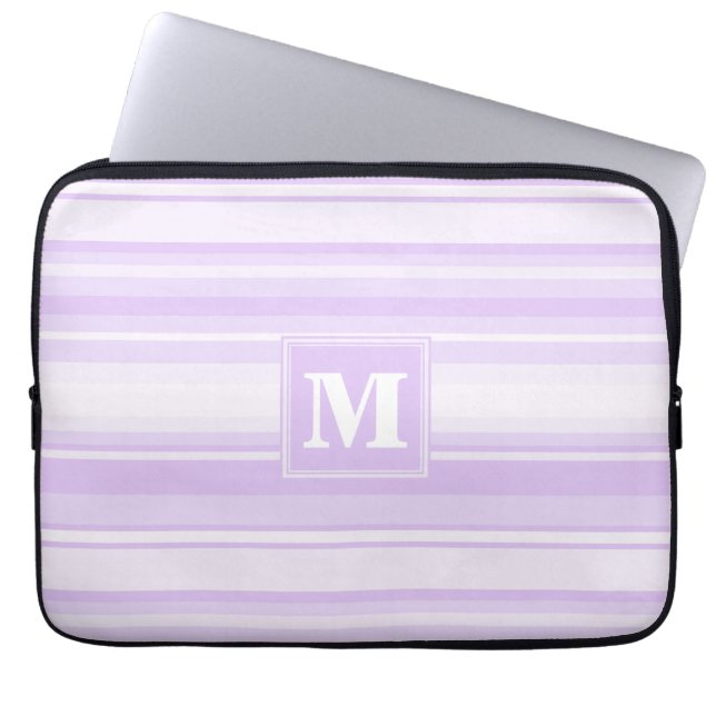 Funda Para Portátil Bandas de lilac monogramo (Frente)