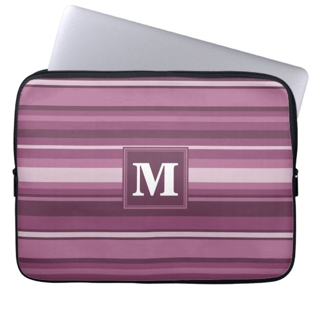 Funda Para Portátil Bandas de mauve monogramo (Frente)