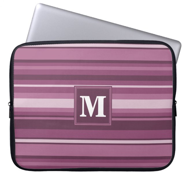 Funda Para Portátil Bandas de mauve monogramo (Frente)