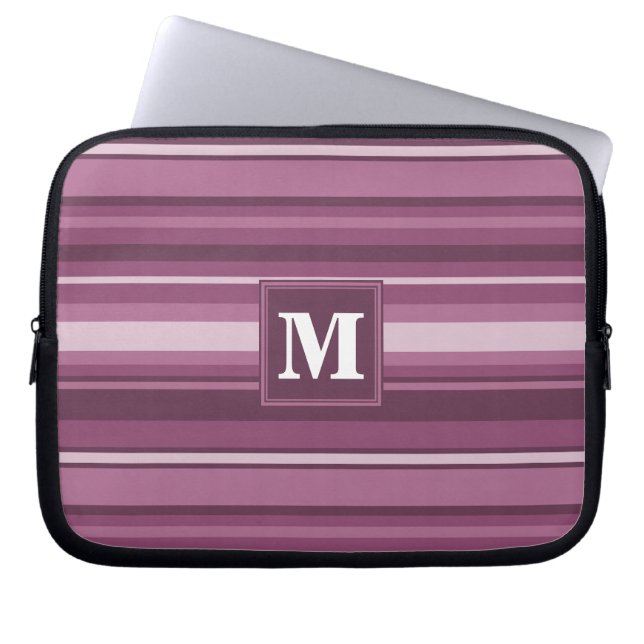 Funda Para Portátil Bandas de mauve monogramo (Frente)