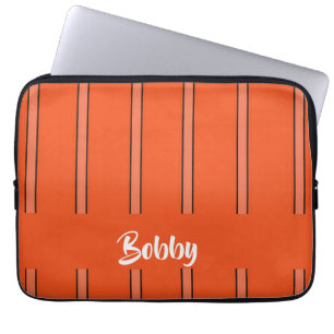 Funda Para Portátil Bandas de naranja de nombres personalizados