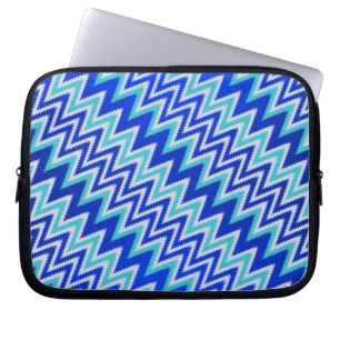Funda Para Portátil Bandas de zigzag azul de agua dulce