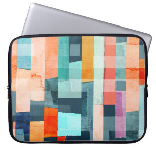 Funda Para Portátil Bandas geométricas multicolores, patrón de moda.