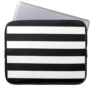 Funda Para Portátil Bandas Horizontal En Blanco Y Negro