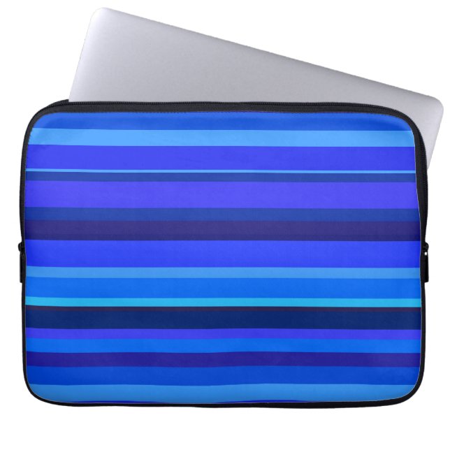 Funda Para Portátil Bandas horizontales azules (Frente)