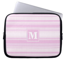 Funda Para Portátil Bandas rosadas para bebés monogramo
