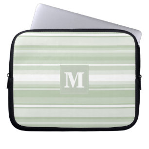 Funda Para Portátil Bandas verde pálido monograma