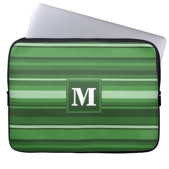Funda Para Portátil Bandas verdes monográficas (Frente)