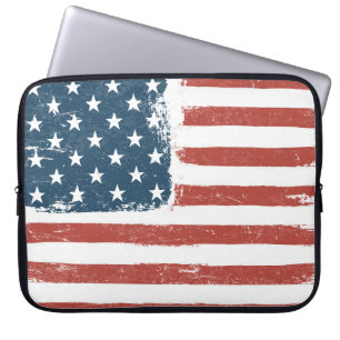 Funda Para Portátil Bandera Americana Borde fondo. Versión de Raster. 