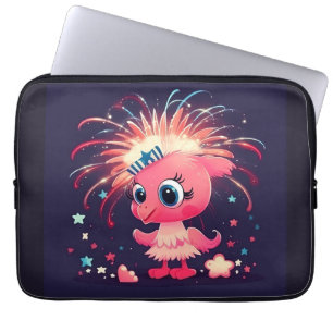 Funda Para Portátil Bandera Americana con caricatura de flamenco69218