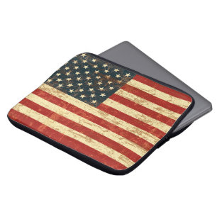 Funda Para Portátil Bandera americana con edad angustiada