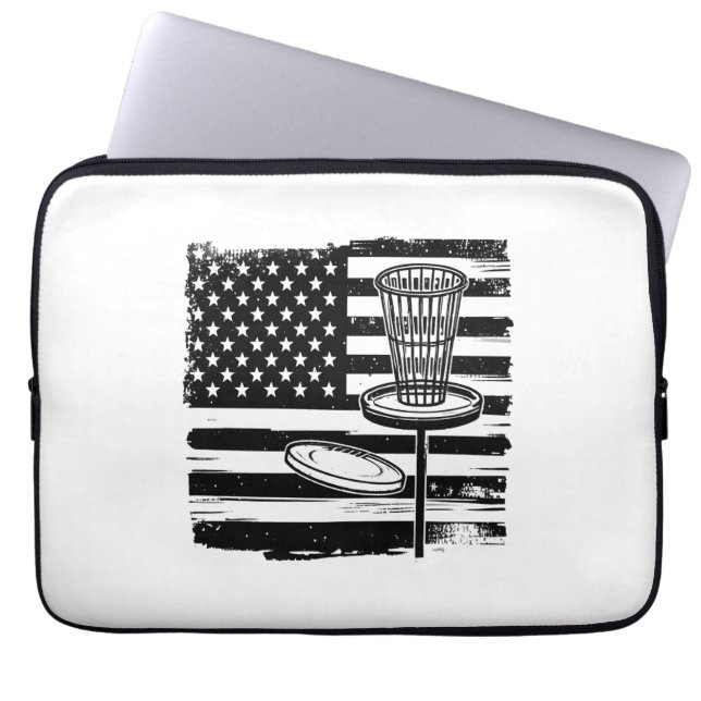 Funda Para Portátil Bandera Americana de Golf de Disco (Frente)