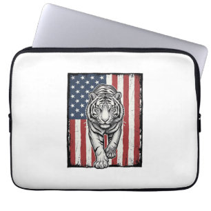 Funda Para Portátil Bandera Americana Patriótica del Tigre Grabado Vin