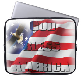 Funda Para Portátil Bandera Americana Patriótica Dios Bendiga América