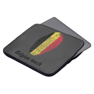 Funda Para Portátil Bandera belga de la huella dactilar del tacto