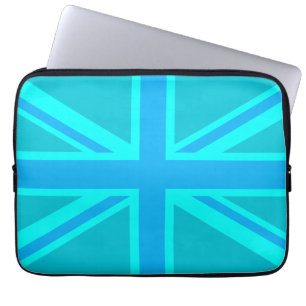Funda Para Portátil Bandera británica de la Unión Turquesa