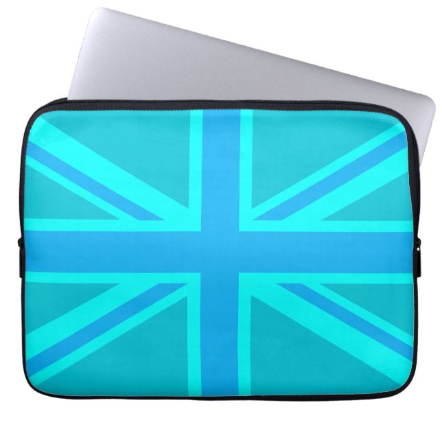 Funda Para Portátil Bandera británica de la Unión Turquesa (Frente)