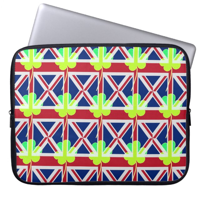 Funda Para Portátil Bandera británica irlandesa Shamrock Clover St. Pa (Frente)