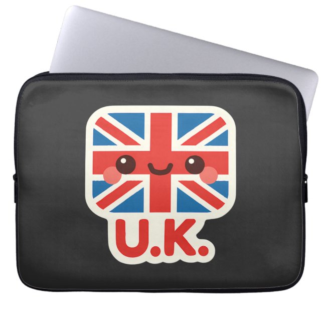 Funda Para Portátil Bandera británica Kawaii - Diseño británico bonito (Frente)