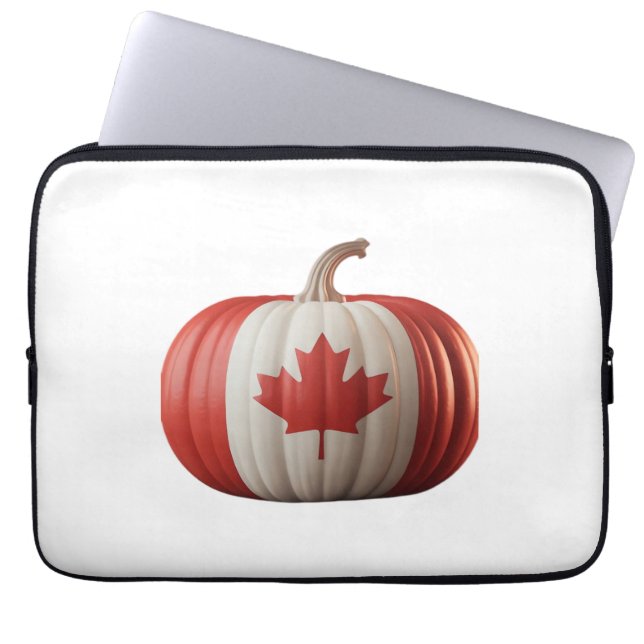 Funda Para Portátil Bandera Canadiense Calabaza Maple Leaf Acción de G (Frente)