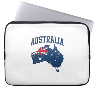 Funda Para Portátil Bandera de Australia Mapa Gráfico Antiguo Deterior