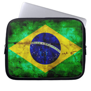 Funda Para Portátil Bandera de Brasil del Weathered