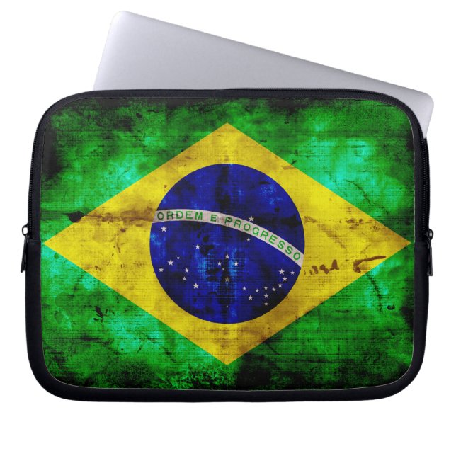 Funda Para Portátil Bandera de Brasil del Weathered (Frente)