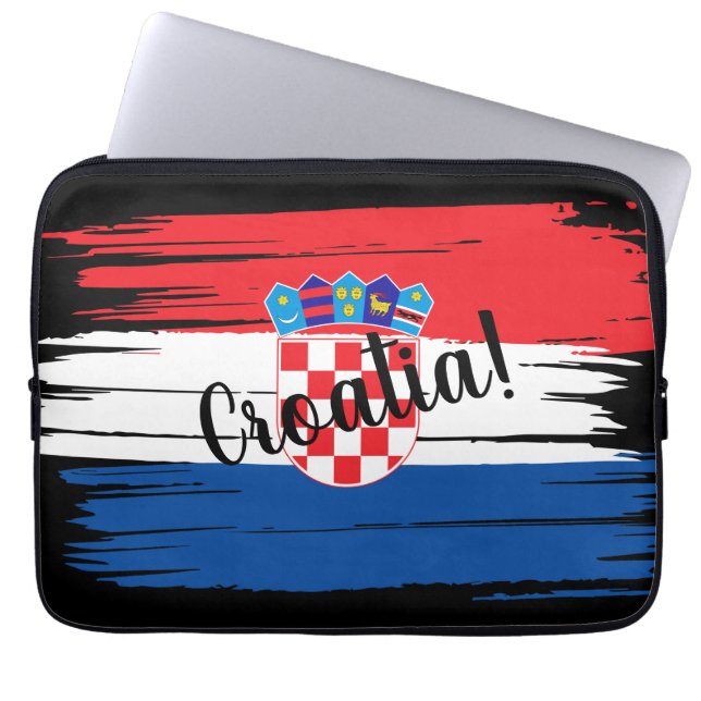 Funda Para Portátil Bandera de Croacia de pincel artístico (Frente)