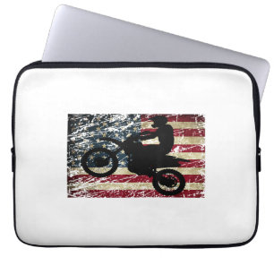 Funda Para Portátil Bandera de Dirt Bike Estados Unidos Camiseta Motoc