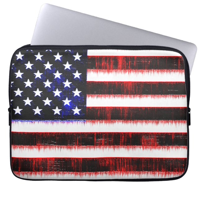 Funda Para Portátil Bandera de Estados Unidos - Estados Unidos, lloviz (Frente)