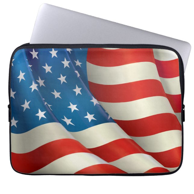 Funda Para Portátil Bandera de Estados Unidos ondulada (Frente)