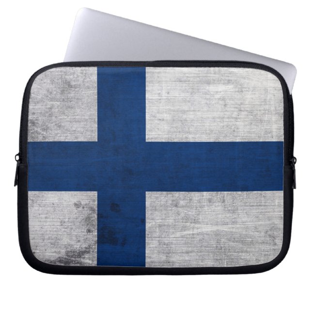 Funda Para Portátil Bandera de Finlandia Grunge (Frente)