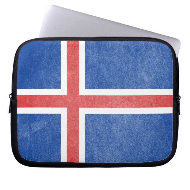 Funda Para Portátil Bandera de Islandia Grunge (Frente)