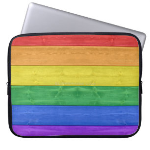 Funda Para Portátil Bandera de madera de orgullo de SlipperyJoe colore