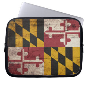 Funda Para Portátil Bandera de Maryland de madera antigua