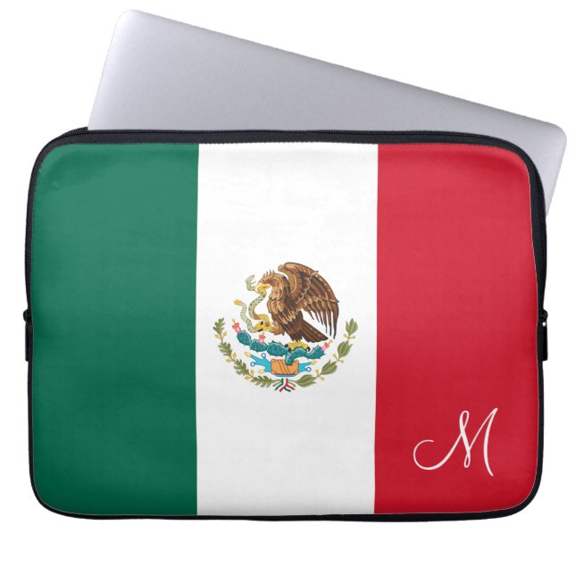 Funda Para Portátil Bandera de México Monogramada (Frente)