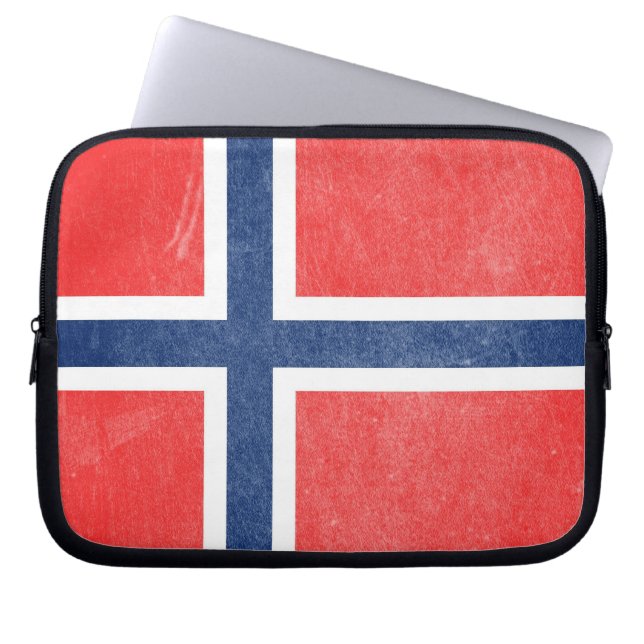 Funda Para Portátil Bandera de Noruega Grunge (Frente)