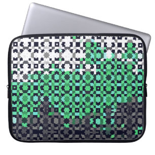 Funda Para Portátil Bandera de orgullo Neutrois abstracta pixelada tri