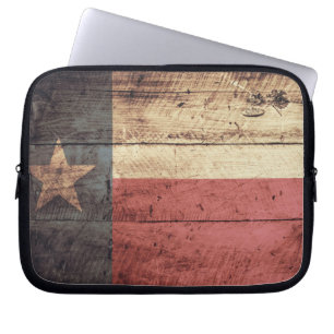 Funda Para Portátil Bandera de Texas de madera vieja