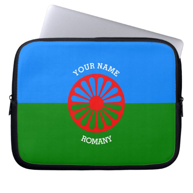 Funda Para Portátil Bandera de viajeros gitanos oficiales y oficiales  (Frente)