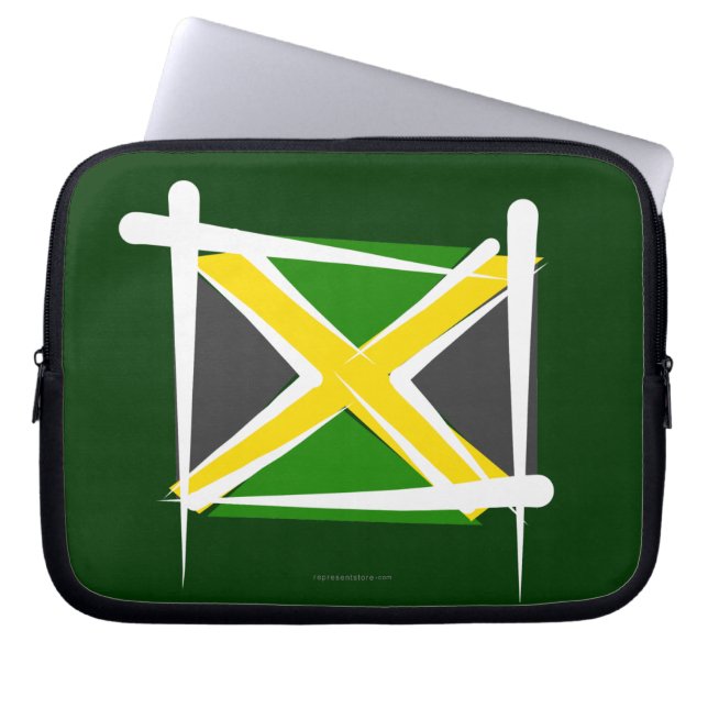Funda Para Portátil Bandera del cepillo de Jamaica (Frente)