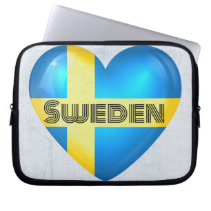 Funda Para Portátil Bandera del Corazón de Suecia