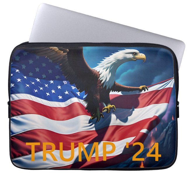 Funda Para Portátil Bandera estadounidense Águila estadounidense TRUMP (Frente)
