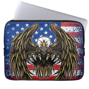 Funda Para Portátil Bandera estadounidense con águila calva