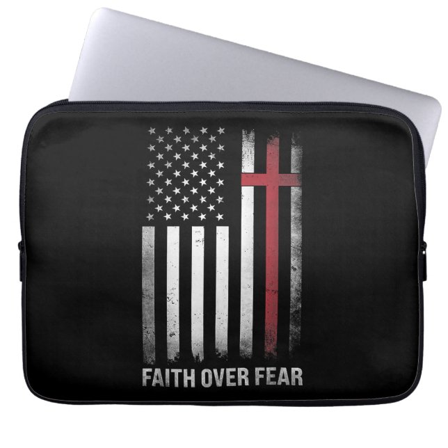 Funda Para Portátil Bandera estadounidense cristiana en Estados Unidos (Frente)