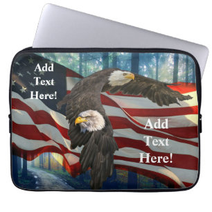 Funda Para Portátil Bandera estadounidense del águila calva estadounid